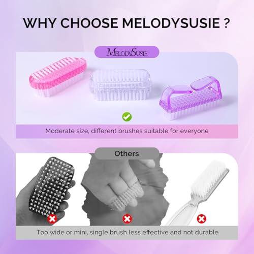 Image of Melodysusie All in One Nail Brush Set, 3 Pack Nail Brushes for Cleaning Fingernails, Nail Dust Brush and Cleaner Scrubbing Set Manicure Pedicure Tools for Men and Women