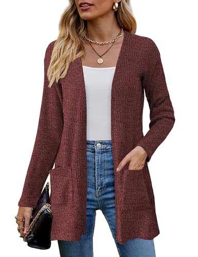 Image of OmicGot Women's Cardigans with Pockets Casual Lightweight Classic Open Front Cardigan Sweaters for Women S-XL