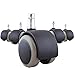 Koaoyo CB680 Lot de 5 roulettes de protection de sol en caoutchouc pour chaise de bureau Noir/gris 5 cm