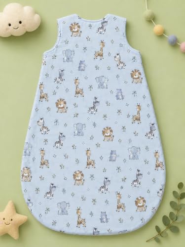 Image of TuddyBuddy Baby Cotton Wearable Quilted Sleeping Bag Blanket 1.5 Tog with 1 Way Zipper Closure | Ideal for Babies & Kids Hypoallergenic Fabrics | (Winn The Teddy - Sky Blue, 18-24 Months)