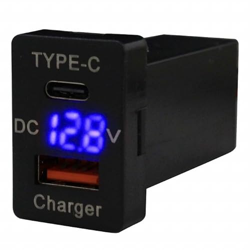 ヴェルファイア ハイブリッド ANH/GGH20系 LED:ブルー 電圧計 USB Type-C タイプC ポート QC3.0 充電 12V 増設 スイッチホールカバー