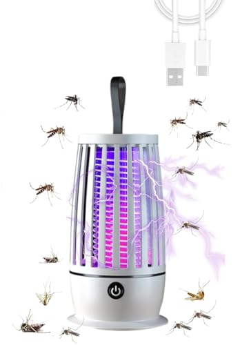 Extractor de mosquitos, eléctrico para moscas, lámpara matamosquitos recargable por USB, exterminador de insectos portátil con luz nocturna, 360° atrae insectos voladores para interiores y exteriores