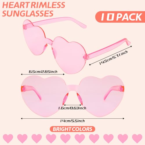 10 Pairs Heart Sunglasses Heart Shaped Sunglasses Bulk Rimless Clear Heart Glasses for Women Girl Party Favor2