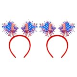 Exacoo 4th of July Accessories Headband for Women Girls Boys Men Fourth of July Accessories Usa Headband American Flag Patriotic Red White and Blue Hair Accessories 2pcs
