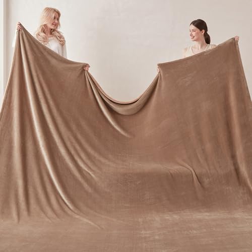 COOVA Oversized King Fleece Blanket 120x120 inches, Soft Cozy Warm Giant Extra Large 10'x10' Blanket for Bed, Sofa, Couch,Travel, Camping, California Huge Flannel Big Throw Blanket, Brown