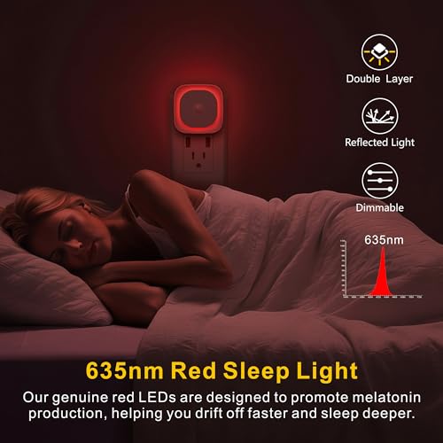 YUNLEX 2 Pack Plug in Red Night Light with Motion Sensor and Light Sensor by YUNLEX - Used condition - Image 4
