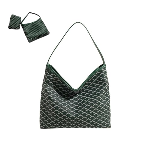 KEKUBUWE Bolso tote para mujer con cartera grande, Bolso hobo con estampado geométrico, Bolso de hombro de gran capacidad (Green,One Size)