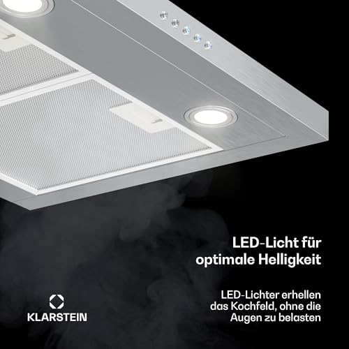 Klarstein Limelight Dunstabzugshaube – Edelstahl Wandhaube – Abzugshaube mit 3 Leistungsstufen – 600 m³/h – 60 cm Breite - 6