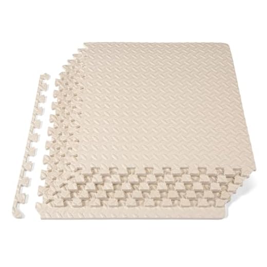 ProsourceFit Exercise Puzzle Mat 1/2-inch, EVA Interlocking Foam Floor Tiles for Home Gym, Workout Equipment, Kids Play Areas, Beige, 24 Sq Ft - 6 Tiles