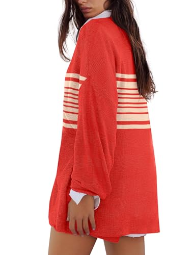 Image of Panadila Womens Striped Sweater Set Oversized Lounge Sets Matching Pajamas Long Sleeve Sweater Top and Shorts