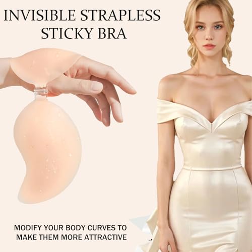 Cleavage Bra, Sticky Bra Push Up, Invisible Strapless Backless Sticky Bras, Push Up Sticky Bras2
