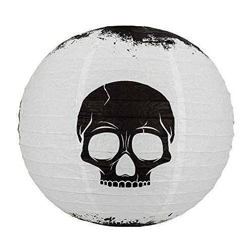 Image of Quasimoon PaperLanternStore.com 14 Inch Halloween Skull Skeleton Face Paper Lantern, Hanging Decoration