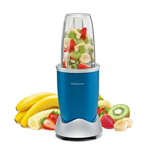 Mellerware - Batidora de vaso individual Smooth! | 1000W | Extractor de nutrientes | Batidora batidos y Smoothies | Movimiento ciclónico | Incluye accesorios | Procesador de alimentos Azul
