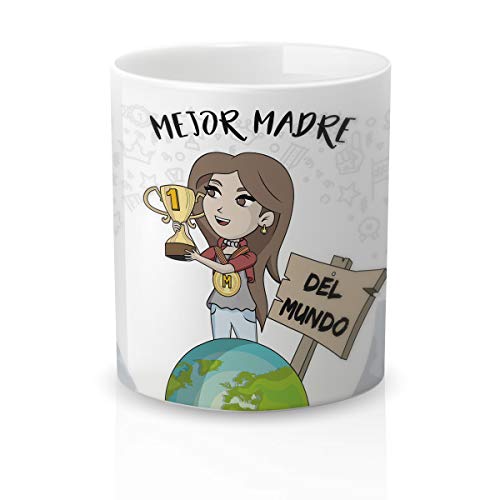 Yujuuu! | Taza cerámica Original Madre. Resistente 100% al microondas y lavavajillas. Taza Cover