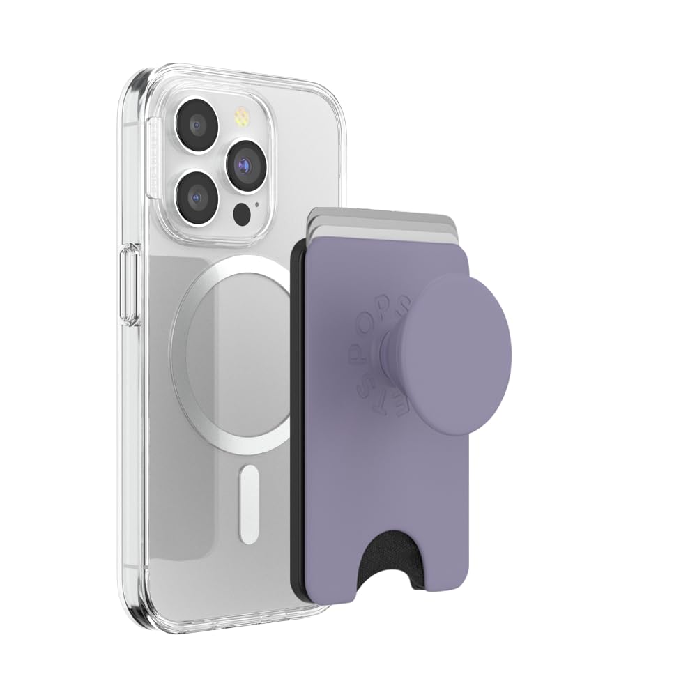 PopSockets Phone Wallet for MagSafe, Phone Card Holder with Grip, Purple - Dusk