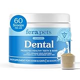 Fera Pets Cat & Dog Dental Support Powder - Supports Fresh Breath - Promotes Healthy Teeth and Gums - Targets Tartar Build-Up - Includes Kelp, Enzymes & Postbiotics - 60 Scoops