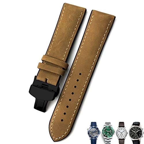Bracelet de montre en cuir marron 22 mm compatible avec Seiko et boîtiers Hamilton