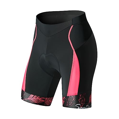 Santic Pantalones Cortos Ciclismo para Mujer con Acolchado Pantalones Corto Bicicleta