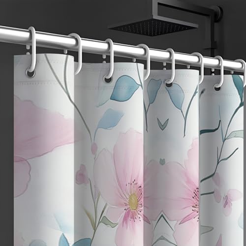 Rideau de douche polyester tissu lavable en machine 180x180cm avec 12 crochets de baignoire - 6