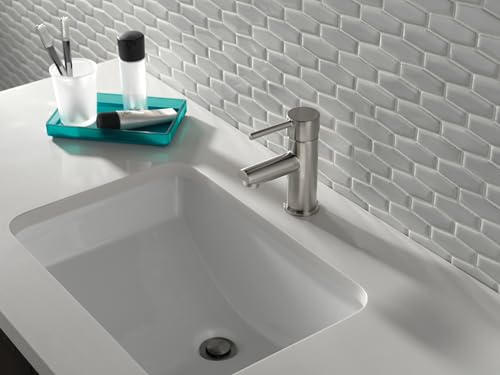 Image of Delta Faucet Modern Single Hole Bathroom Faucet Brushed Nickel, Single Handle Bathroom Faucet, Drain Assembly, Stainless 559LF-SSPP