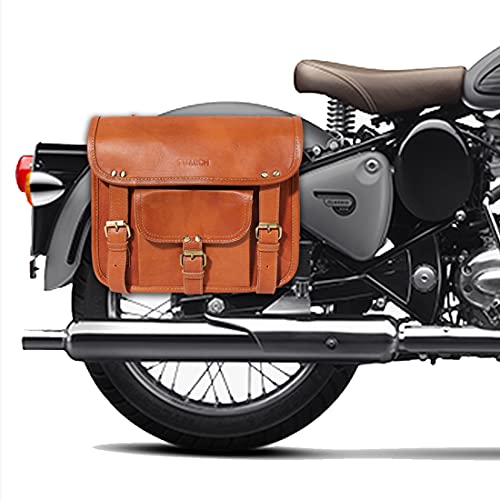 image for LBH 2 X Motorcycle Side Pouch Brown Leather Side Pouch Saddlebags Sadd