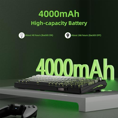 Image of KUTETHY Wireless Mechanical Keyboard,RGB Backlit Gaming-Aurora Borealis | Smart Display & Knob,Tri-Mode BT5.0 /2.4GHz /USB-C,Hot Swappable Pre-lubed Linear Switches,Contour keycaps(Ghost Switches)