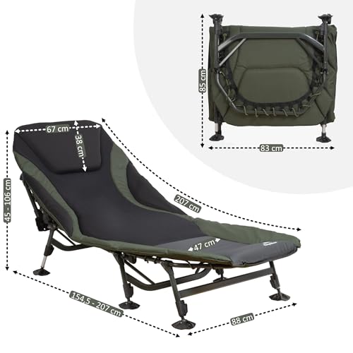 CampFeuer Karpfenliege XXL 207 x 88 x 30-106 cm | höhenverstellbare und stabile Karpfenliege mit 8 Beinen | faltbares Feldbett, Campingbett, Karpfenliegen, Feldbett bequem, Campingliege – Bild 3