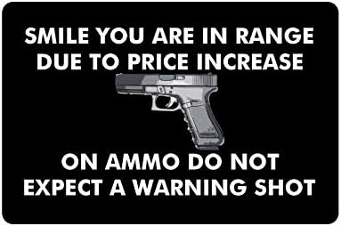 23.6"(L) x 15.7"(W),3/16" Thickness, Gun Humorous Funny Saying & Quotes:Smile You are in Range Due to Price Increase on Ammo do not Expect a Warning Shot Doormat,Indoor/Outdoor Floor Mat