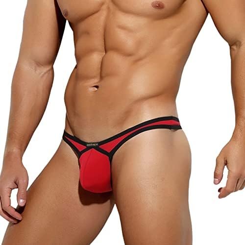 Arjen Kroos Men Thongs Low Rise G-String Sexy Enhancing Bulge Pouch Underwear Red