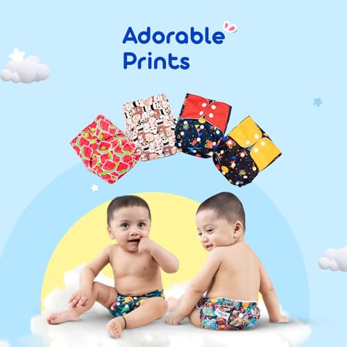 Image of Bumtum Baby Diaper | 0-3 Yrs Baby Freesize | Pack of 1, New Born Baby Diaper, Cloth Diaper, Waterproof Reusable Diaper, 5hrs Absorbency, Ultrahygiene, Washable, Cotton Soaker, Extra Soft (Teddy)