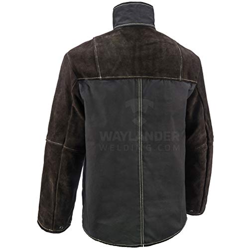 Waylander Durin Welding Jacket Made With Genuine Split Cowhide Leather And Breathable Flame Resistant Cotton; Durable And Lightweight Leather Welding Jacket With Flexible Lined Welding Sleeves M #TOP1