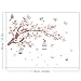 Cherry Blossom Flowers Wall Decals Decor Vinyl Stickers, Magnolia Floral Tree Branch Birds Wall Art Murals, Flower Pattern Wall Stickers for Girls Bedroom Living Room Nursery Decor