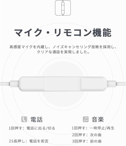 有線イヤホン ノイズキャンセリング【2026 MFi認証品】 有線イヤホン 3.5mmジャック HiFi音質 音量調整 重低音 遅延なし リモコン付き クリア通話 雑音なし 快適な装着感 人間工学 絡み防止 3.5mmインターフェース機器に対応できます 商品画像3