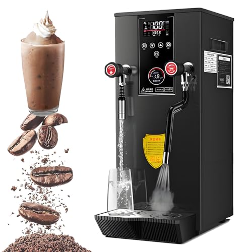 AiODiO Vaporizador de Leche de Acero Inoxidable de 12 l, para Preparar Espuma de café, Temporizador de 12 h, Pantalla LED, válvula de Agua giratoria de 360°, Ideal para té Boba, café Black-220V