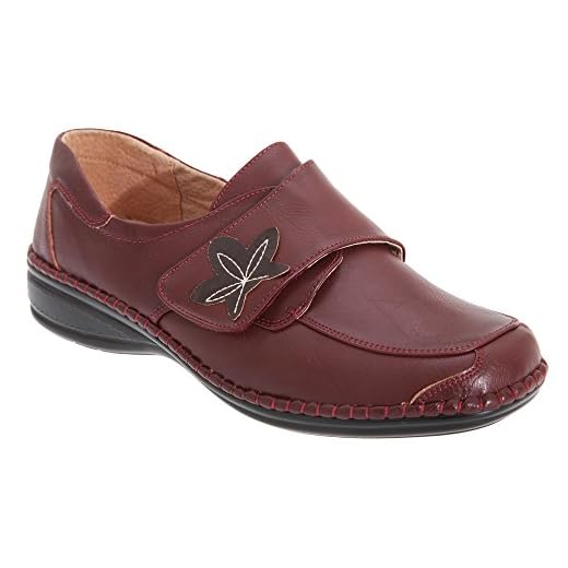 Boulevard - Zapatos Casuales de Ancho Especial con Cierre Adhesivo para Mujer (37 EU/Vino)