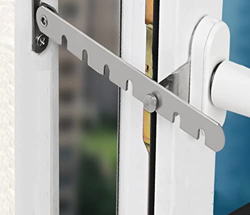 BoruisX Entrebâilleur de fenêtre pour UPVC, butoir de fenêtre en acier inoxydable pour la sécurité des bébés (7 vitesses, 1 pièce) Cover