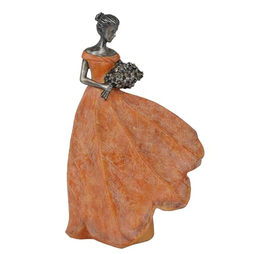 Guichifun Fairy Statue Collection Home Decoration - Orange Leaf Angel Girls Resin Fall Decor for Outside or Inside Rustic Garden Outdoor Yard Decorations Figurines Gift 7.5 x 4.5 x 11.5 Inch
