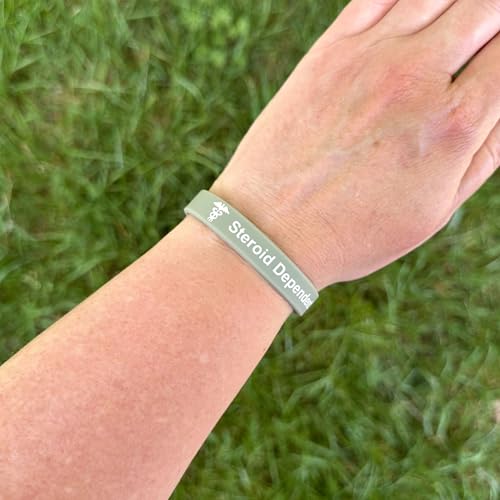 Pulseras alerta médica dependiente de esteroides para enfermedad de Addison en silicona pack de 3 5
