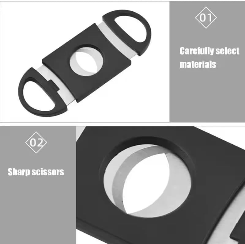 Cigar Cutter Stainless Steel Metal Classic Guillotine Scissors Puncher Slicer Portable Accessories Tool(B)