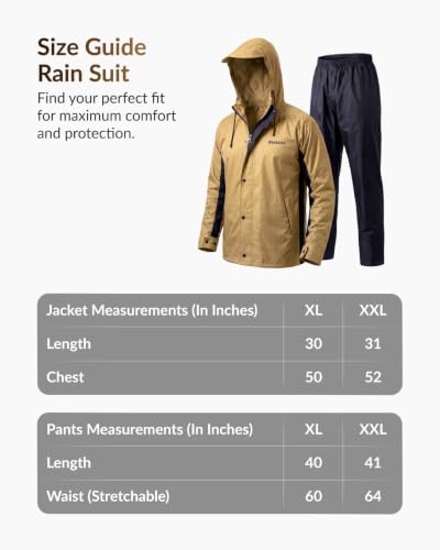 Image of Destinio Rain Coat for Men Waterproof with Hood, Thick Polyester, Leak Proof, Premium Zipper, Raincoat for Bike Riding, Double Layer Rain Suit for Riders, Rainwear Set