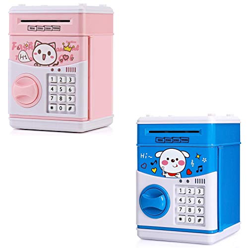 KMiKE Electronic Piggy Bank for Kids Cash Coin Cartoon ATM Money Saver Coin Bank for Kids with Password & Music Great Gift Toy for Kids Children