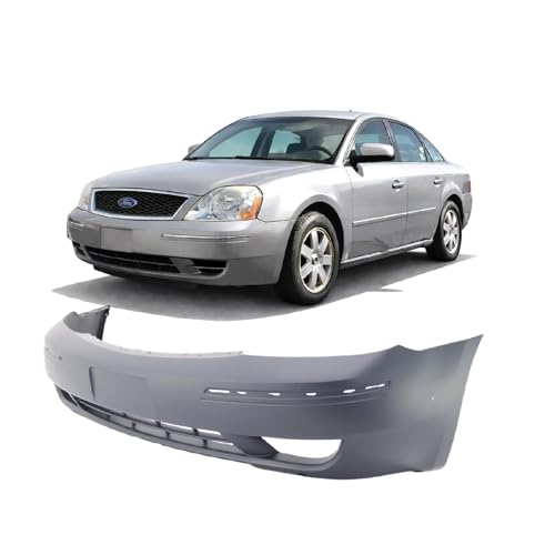 Image of FitParts Compatible with Ford Five Hundred 2005-2007 Front Bumper Cover | Primed, With Fog Light Holes, Without Parking Sensor Holes, Sedan, Ready to Paint, OEM 5G1Z17D957BAB, FO1000579