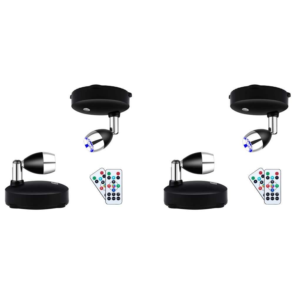 Hndhbfgrt Wireless Spotlight Battery Operated Accent Lights,Dimmable LED Spotlights with Remote Rotatable Wall Light (4 Pack)