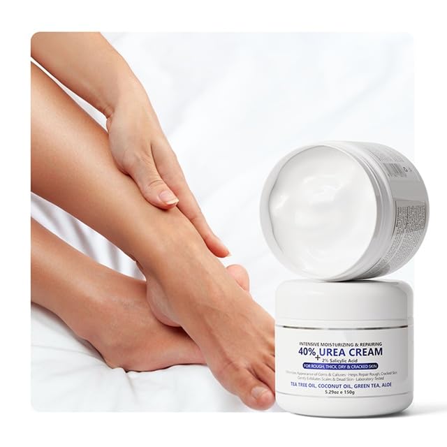 Advanced Urea Cream 40 Percent Foot Cream with 2% Salicylic Acid – Urea Cream for Cracked Heels & Dry Skin, 150g/5.3oz with Tea Tree, Coconut Oil & Aloe Vera for Deep Moisturizing & Callus Removal