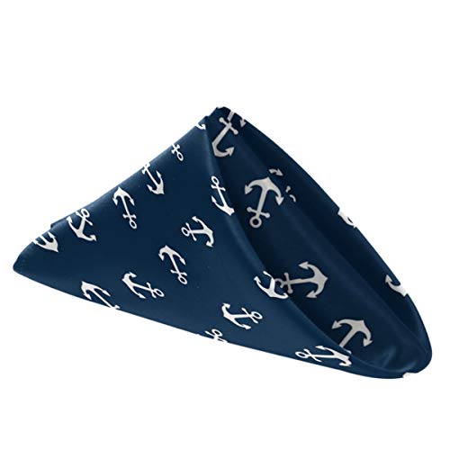 Zzwwr Chic Simple Style Nautical Anchors Cloth Napkins, Set Of 6 20 X 20 Inch Soft & Comfortable Polyester Dinner Napkin For Family, Restaurant, Weddings, Parties(Navy Blue) #TOP1
