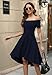 Sarin Mathews Womens Off The Shoulder Short Sleeve High Low Cocktail Skater Dress Blue XS