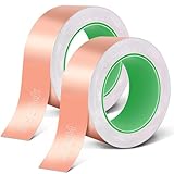 Klebeband | Kupferband Gegen Schnecken | 25m x 50mm Beidseitig Leitende EMI Kupferfolienband | Selbstklebend Abschirmband Kupferband | für Erdung Löten und Schneckenabwehr | 2 Stück (2)