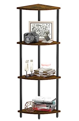 SRIWATANA 4-Tier Standing Corner Shelf, 42.9' Corner Shelf Stand for Small Space, Corner Display and Storage Shelf for Bedroom, Living Room, Home Office