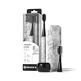 MIPOW Brush GO SlimPro i4 Electric Toothbrush Rechargeable Smart Ultra Sonic 3 Modes, Travel Case & Ceramic Dock, 60Day Battery Soft Bristles 2 Heads IPX7 Waterproof, Color-Carrara Edition