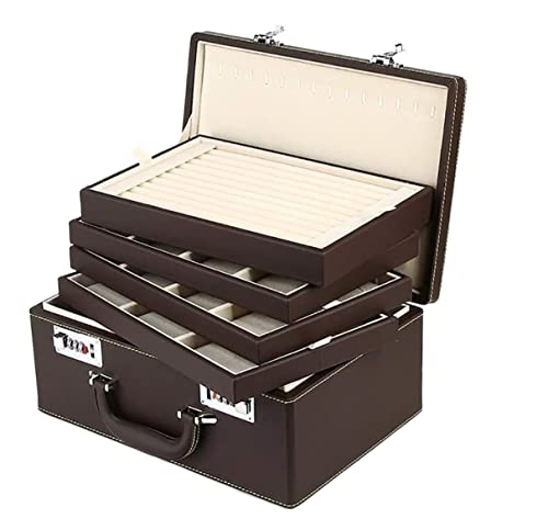 Portagioie da viaggio, in pelle PU, grande capacità, 4 ripiani, per accessori e gioielli